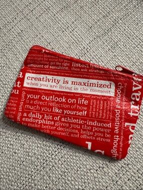 Lululemon Red Text-Print Zip Pouch